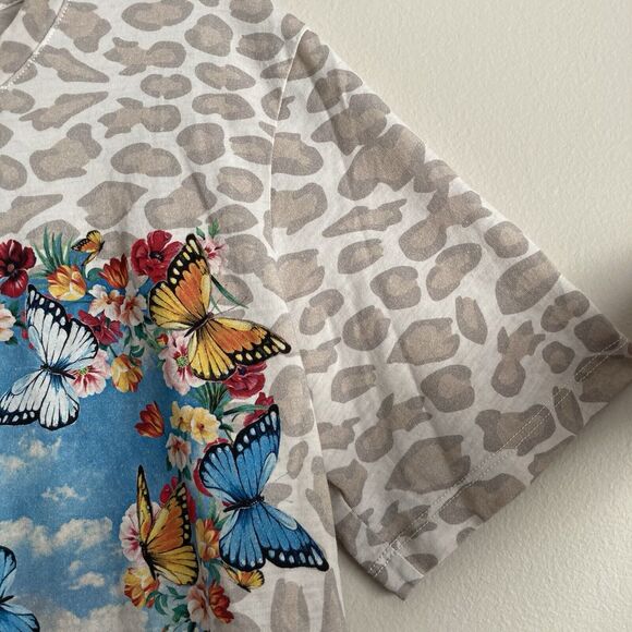 Johnny Was Womens Pima Cotton Animal Print Floral Butterfly T-Shirt Size Small - Picture 4 of 8